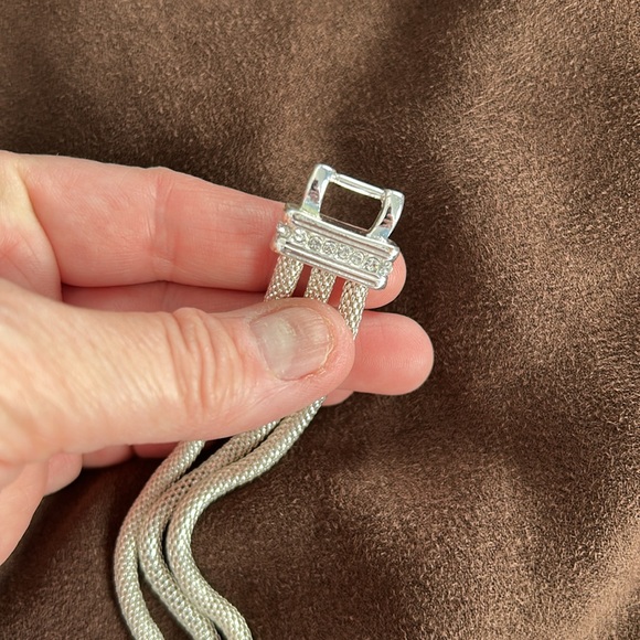 Three Mesh Rope Silver Rhinestone Bracelet - Picture 5 of 5